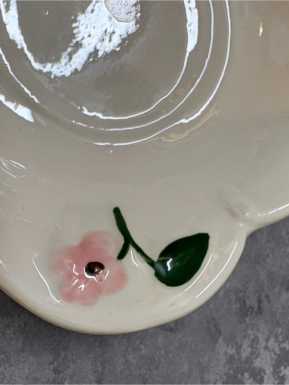 Hand-Painted Floral Scalloped Ceramic Catchall Dish